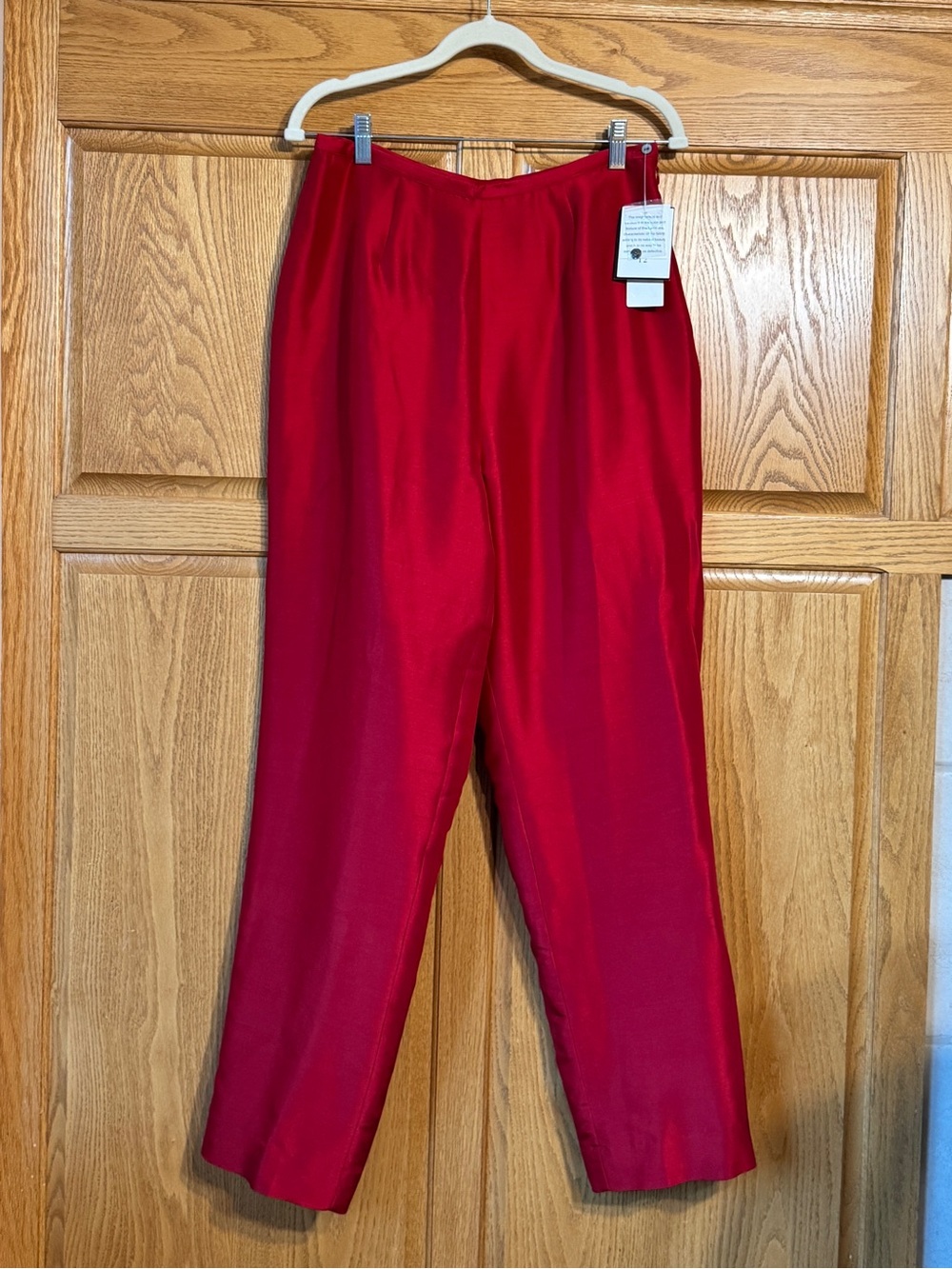 BICÉ Ruby Red 100% Silk Shantung Pants - NWT